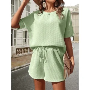 solid-color-jacquard-shorts-set